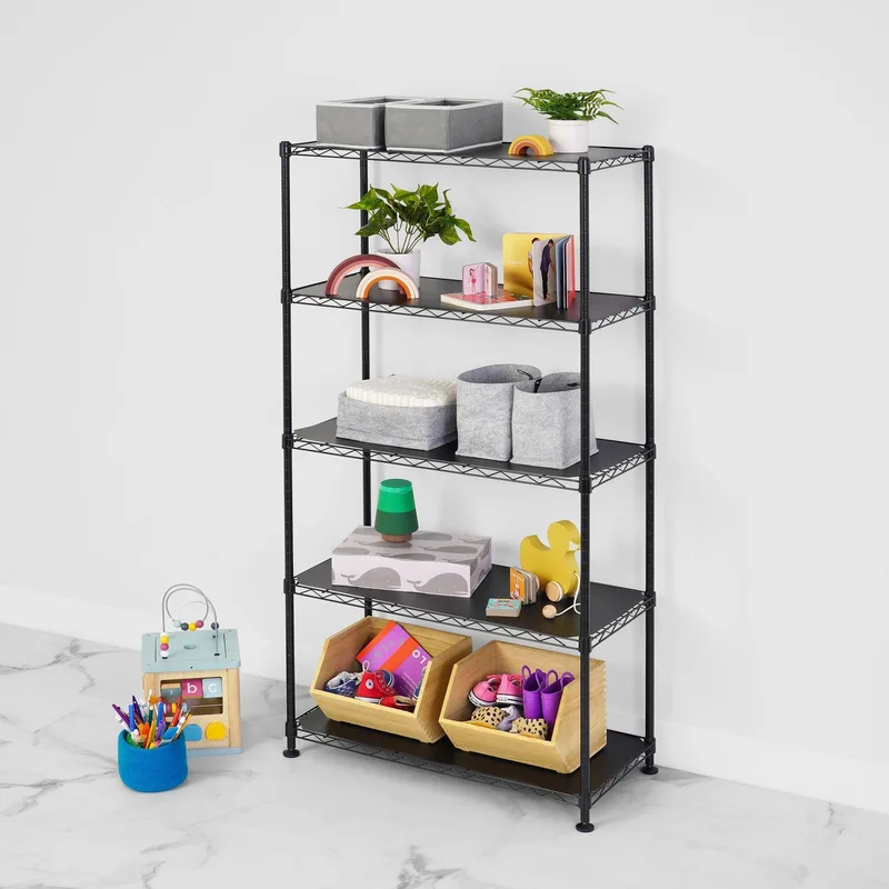 14" x 30" x 60" 5-Tier Wire Rack - Black 2