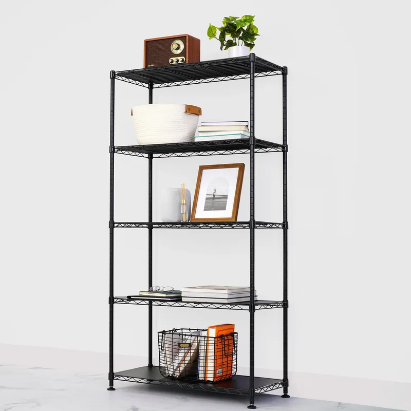 14" x 30" x 60" 5-Tier Wire Rack - Black 3
