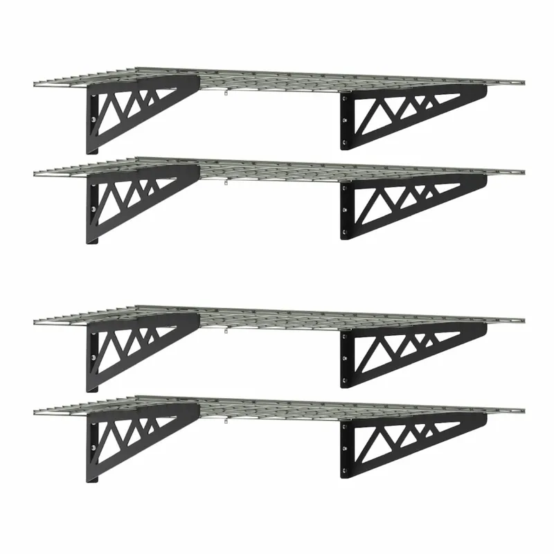 2' x 8' Wall Shelf Combo Four Pack (with Hooks)