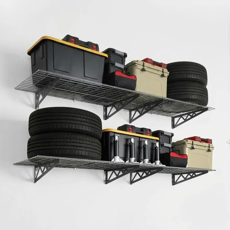 2' x 8' Wall Shelf Combo Four Pack (with Hooks) 2