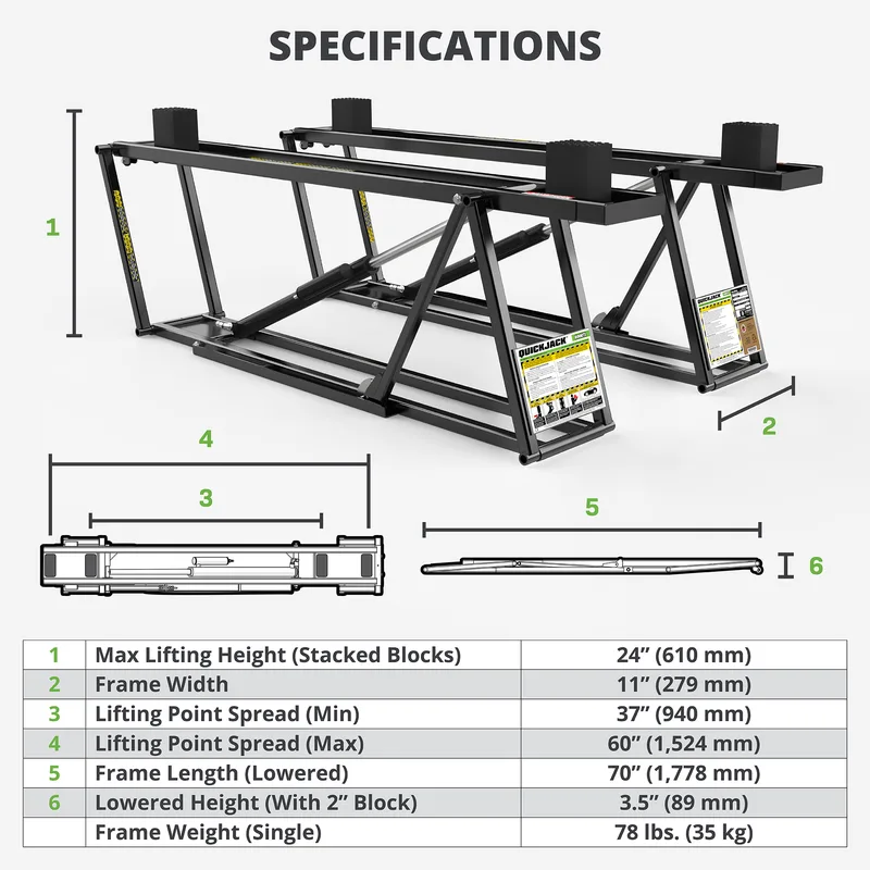 6000TL 6,000-lb. Portable Car Lift Package Standard Frame 3