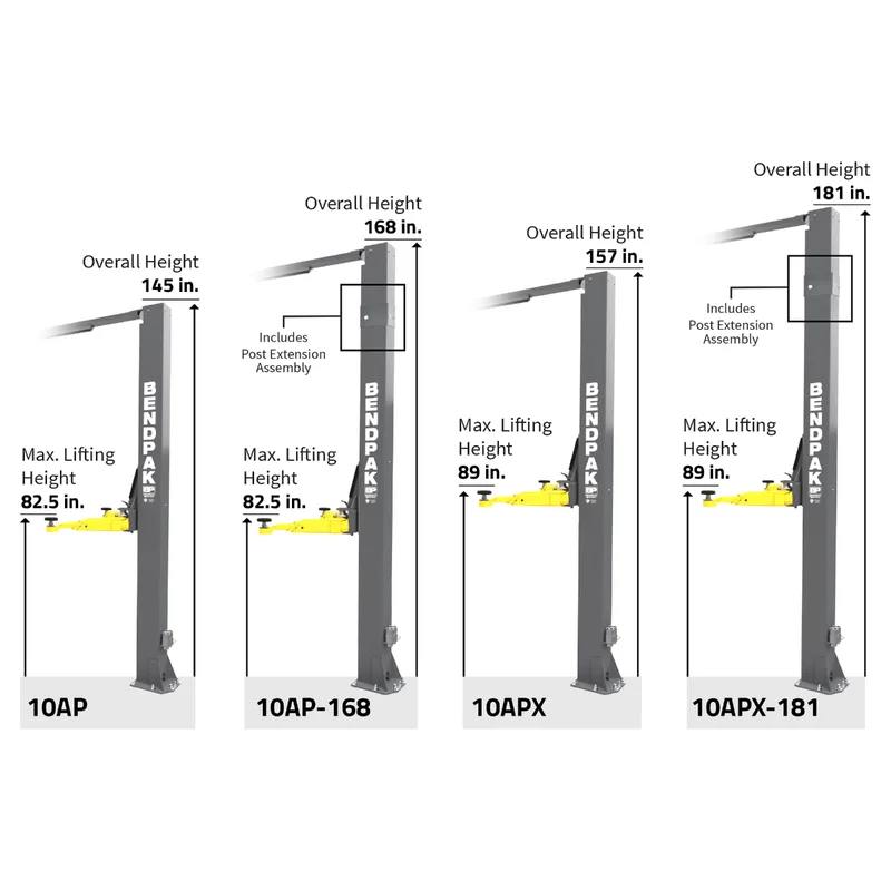 BendPak 10AP-168 Two Post Car Lift - 10,000-Lb Capacity - 168" Extended Height 8
