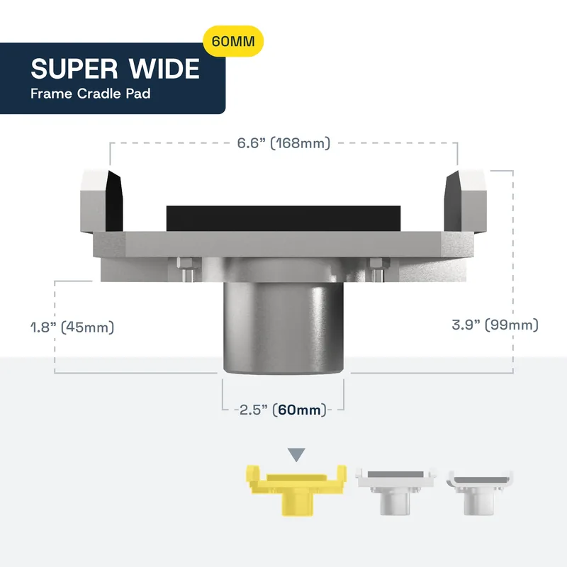 BendPak Super Wide Frame Cradle Pads for Two-Post Lifts - 60mm Pin - Set of 2 2