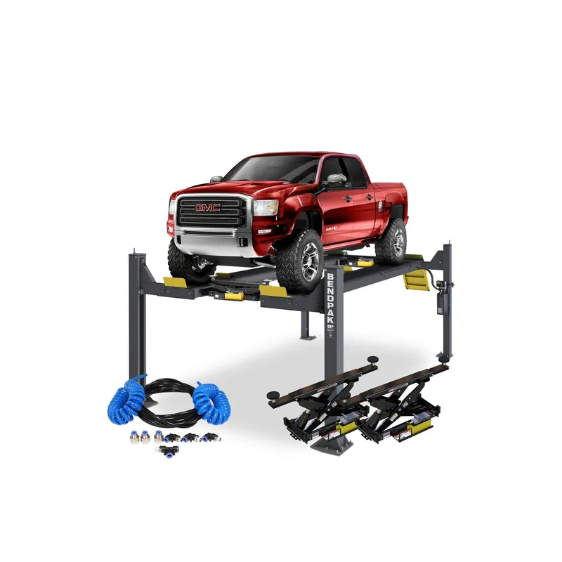 BendPak HDSO-14AX Four-Post Alignment Lift Package with RJ7W Rolling Jacks and Airline Kit 2