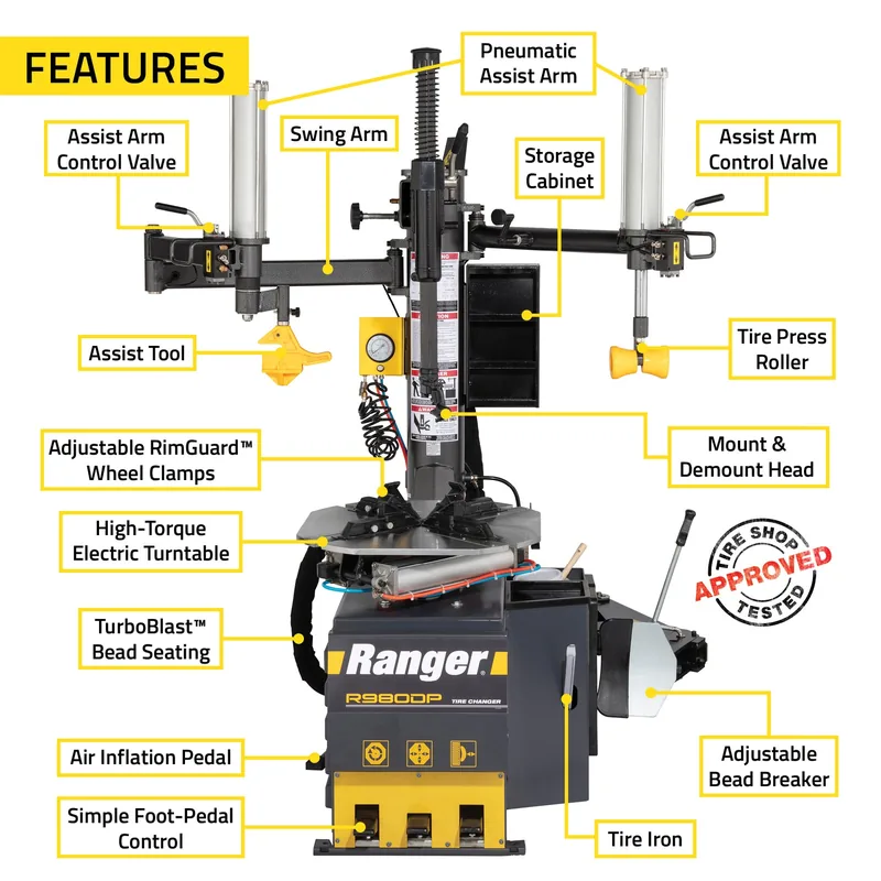 Ranger R980DP Dual-Assist Tire Changer and LS45DS Wheel Balancer Package 2