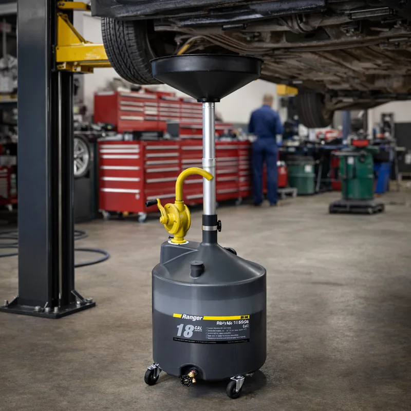 Ranger RD-18G Portable Oil Drain with Pump and Drain Valve - 18-Gallon 2