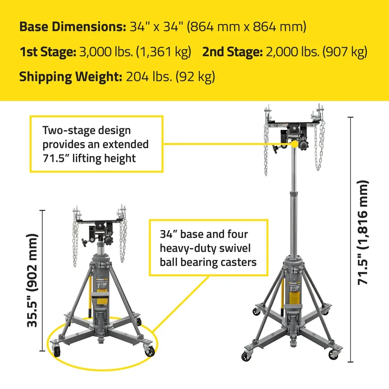 Ranger RTJ-3000 Truck Transmission Jack - 1.5-Ton 3