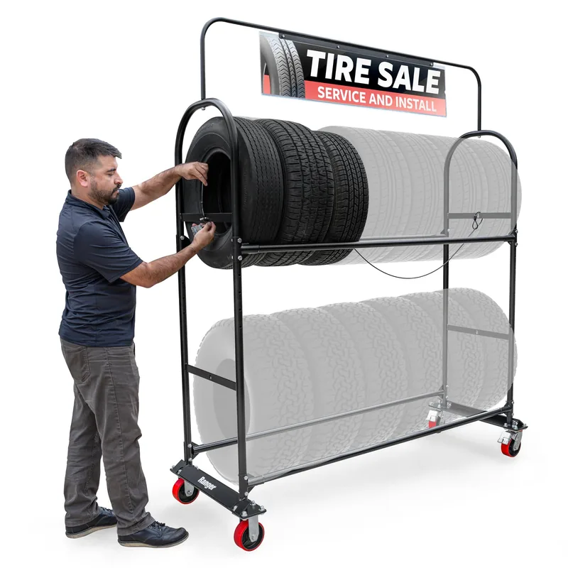 Ranger TSR-2S Heavy-Duty Mobile Tire Display Rack - 2-Tier