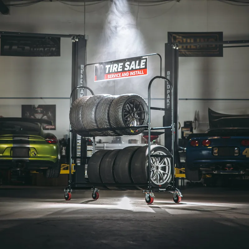 Ranger TSR-2S Heavy-Duty Mobile Tire Display Rack - 2-Tier 2