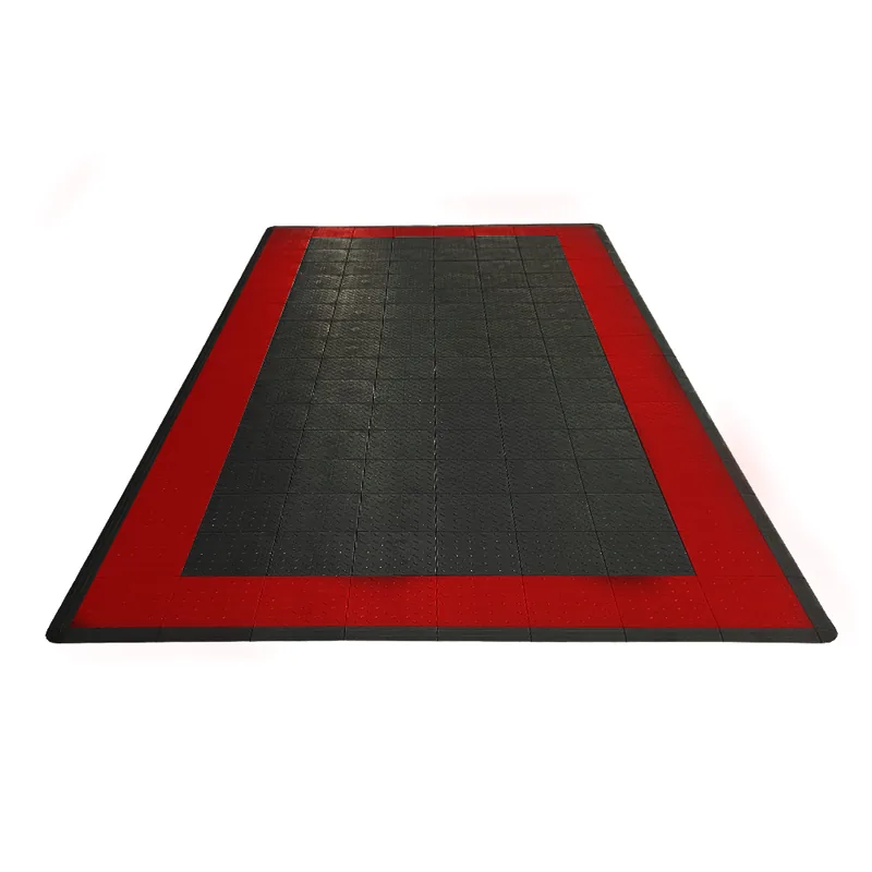 Diamondtrax 12-Series One Car Garage Mat - Black with Red Border