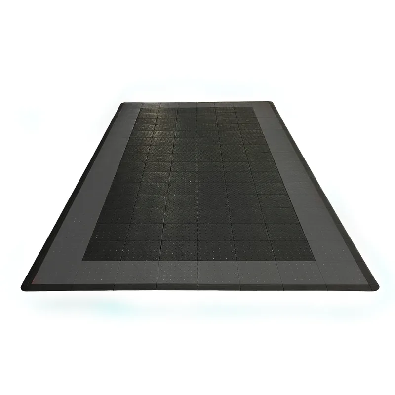Diamondtrax 12-Series One Car Garage Mat - Black with Grey Border