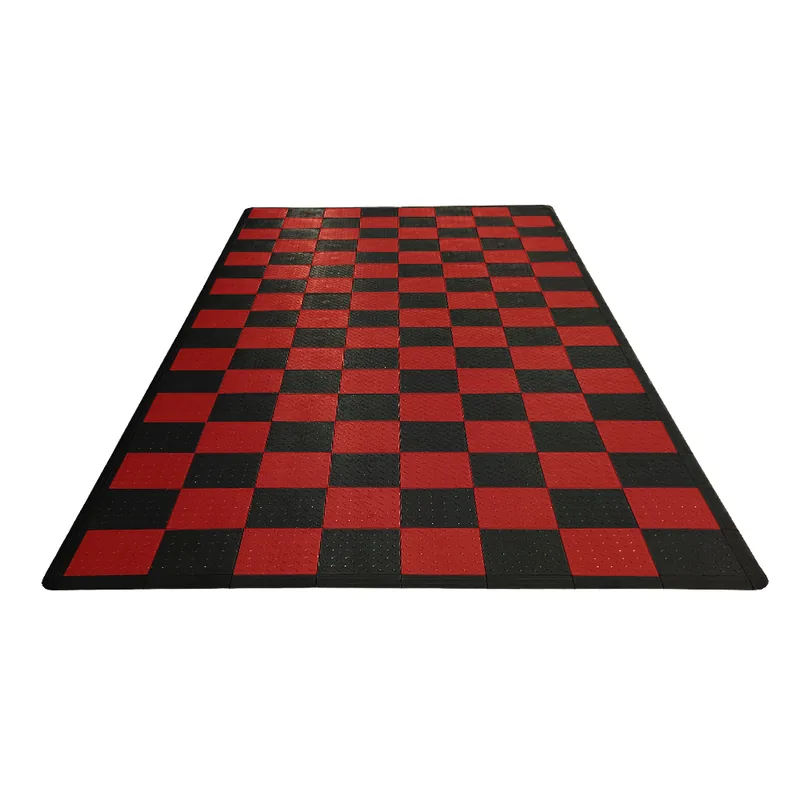 Diamondtrax 12-Series One Car Garage Mat - Black and Red Checkered