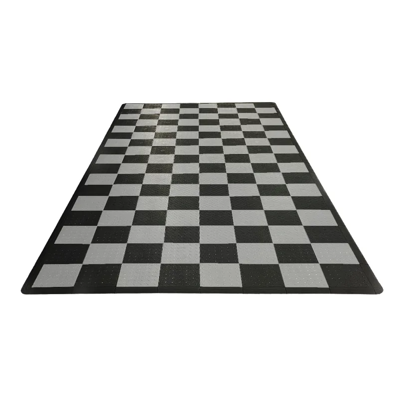 Diamondtrax 12-Series One Car Garage Mat - Grey and Silver Checkered