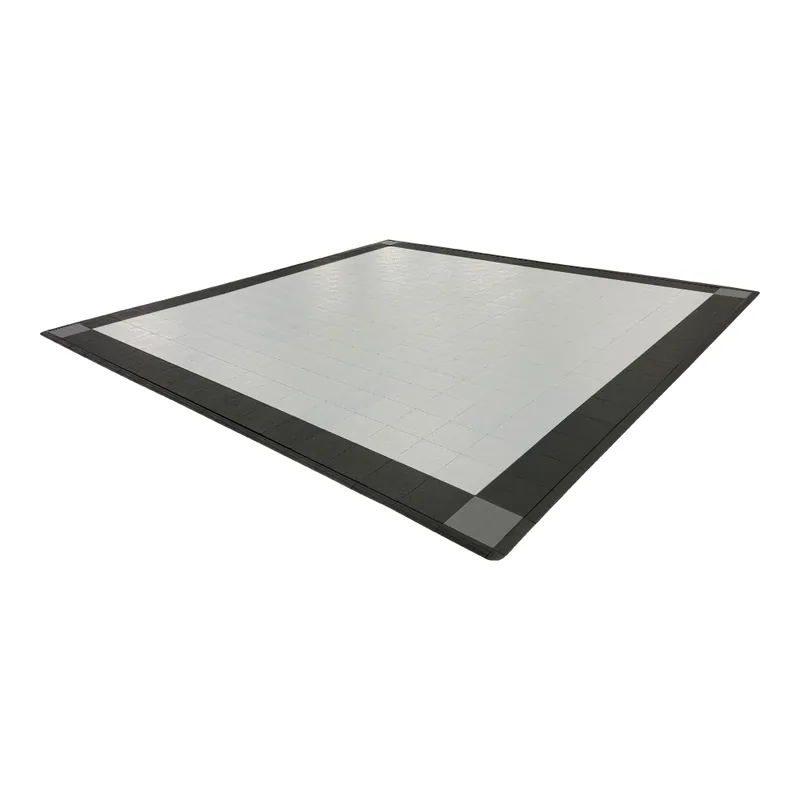Diamondtrax 12-Series Two Car Garage Mat - Silver with Black and Grey Border