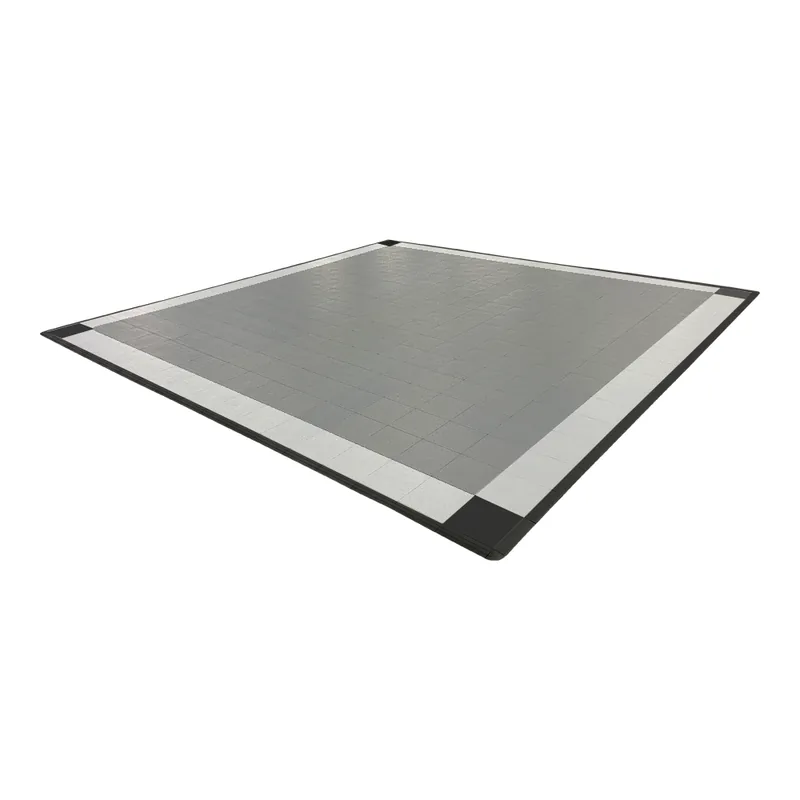 Diamondtrax 12-Series Two Car Garage Mat - Grey with Silver and Black Border