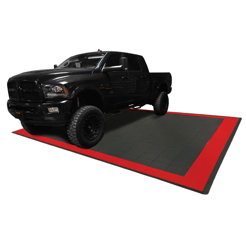 Diamondtrax 12-Series Two Car Garage Mat - Black with Red Border 2