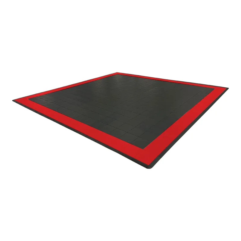 Diamondtrax 12-Series Two Car Garage Mat - Black with Red Border