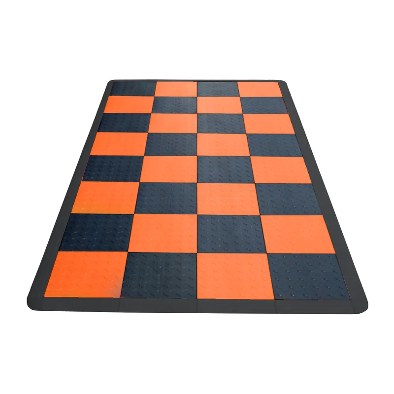 Diamondtrax 12-Series Motorcycle Mat - Black and Orange Checkered