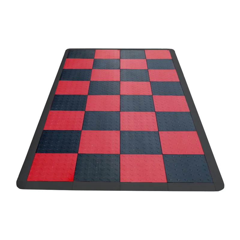 Diamondtrax 12-Series Motorcycle Mat - Black and Red Checkered