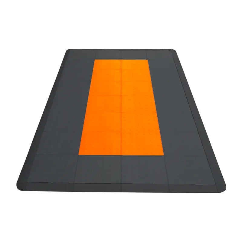 Diamondtrax 12-Series Motorcycle Mat - Black with Orange Stripe