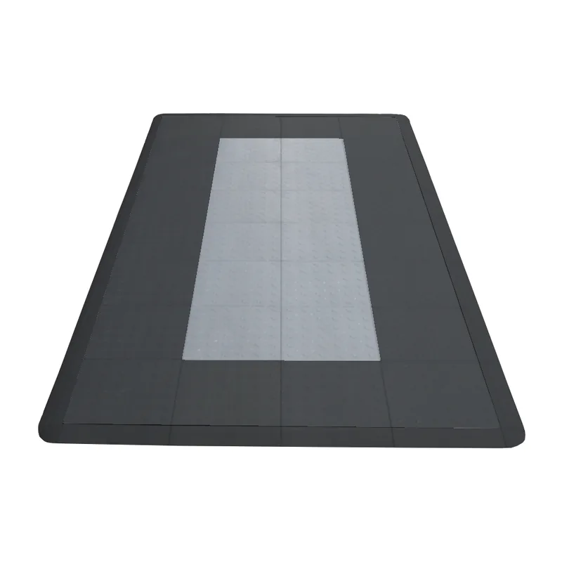Diamondtrax 12-Series Motorcycle Mat - Black with Grey Stripe