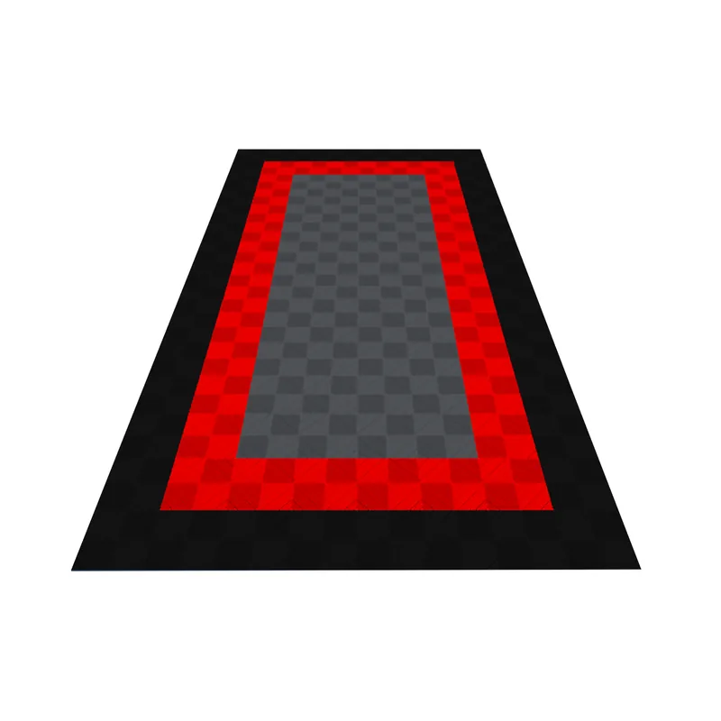 Ribtrax Pro One Car Garage Floor Kit - Black and Red Border with Grey
