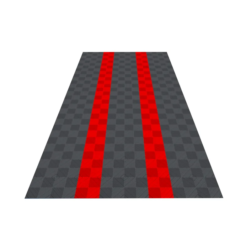 Ribtrax Pro One Car Garage Floor Kit - Grey with Red Strips