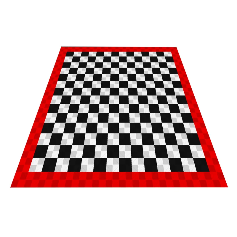 Ribtrax Pro Two Car Garage Floor Kit - Black and White Checkered with Red Border
