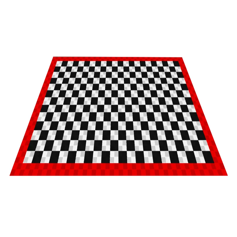 Ribtrax Pro Three Car Garage Floor Kit - Black and White Checkered with Red Border