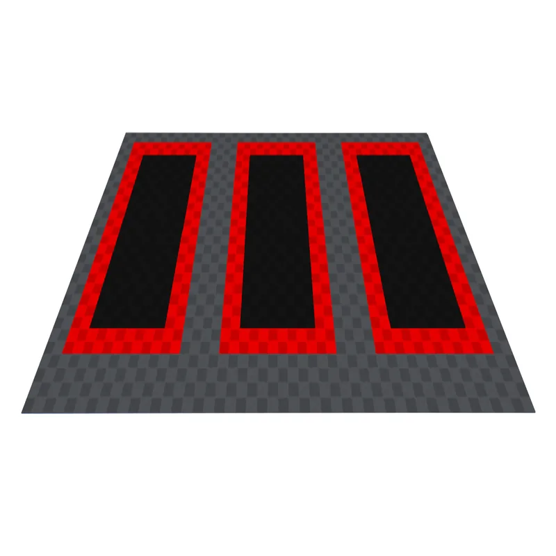 Ribtrax Pro Three Car Garage Floor Kit - Grey and Red Border with Black