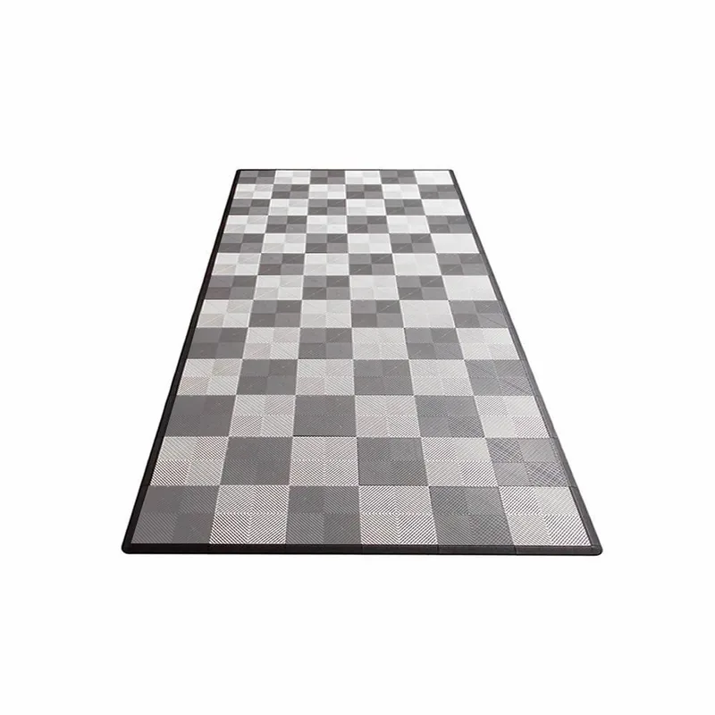 Ribtrax Pro One Car Garage Mat - Grey and Silver Checkered