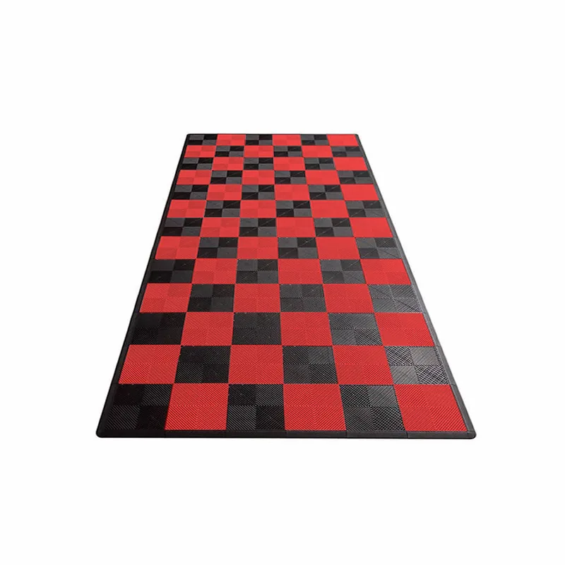 Ribtrax Pro One Car Garage Mat - Black and Red Checkered