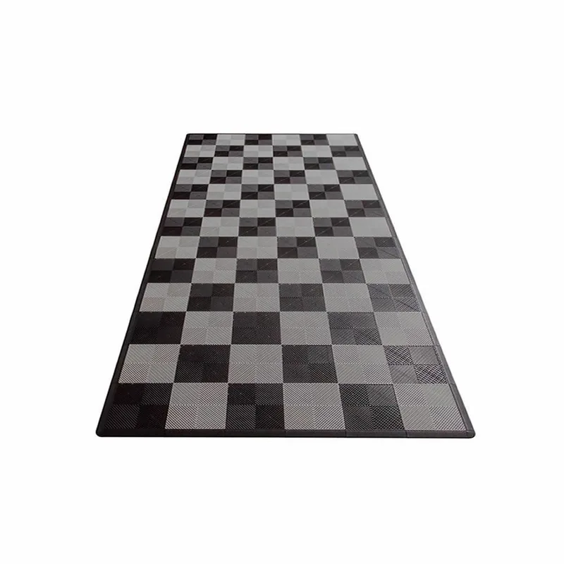 Ribtrax Pro One Car Garage Mat - Black and Grey Checkered