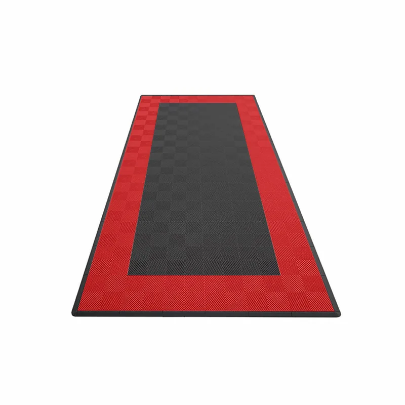 Ribtrax Pro One Car Garage Mat - Black with Red Border