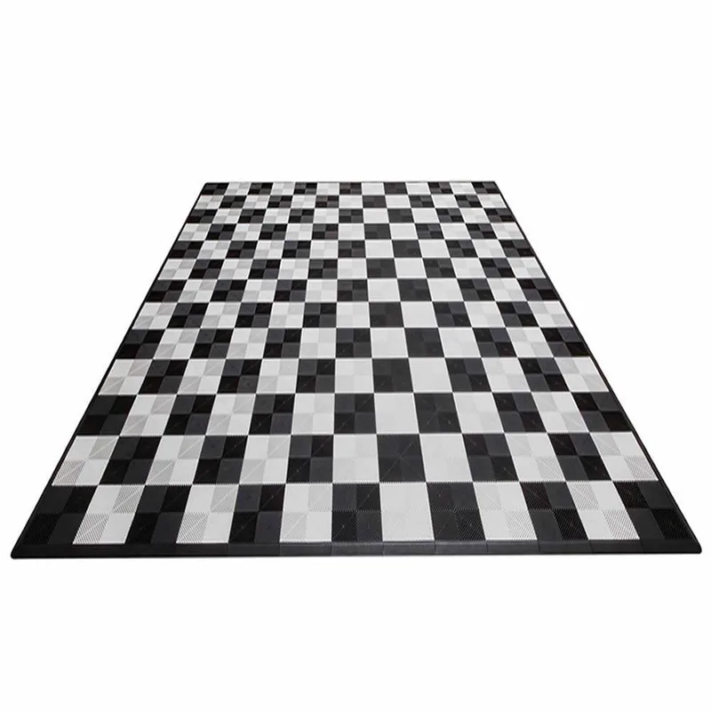 Ribtrax Pro Two Car Garage Mat - Black and White Checkered