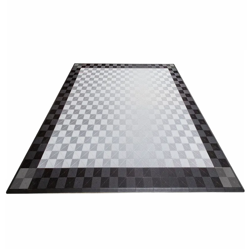 Ribtrax Pro Two Car Garage Mat - Silver with Black and Grey Border
