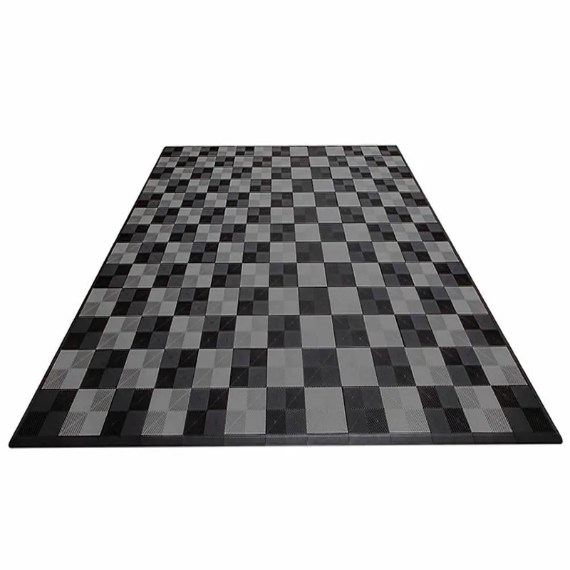 Ribtrax Pro Two Car Garage Mat - Black and Grey Checkered