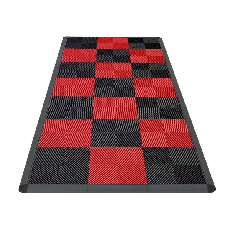 Ribtrax Pro Motorcycle Mat - Black and Red Checkered