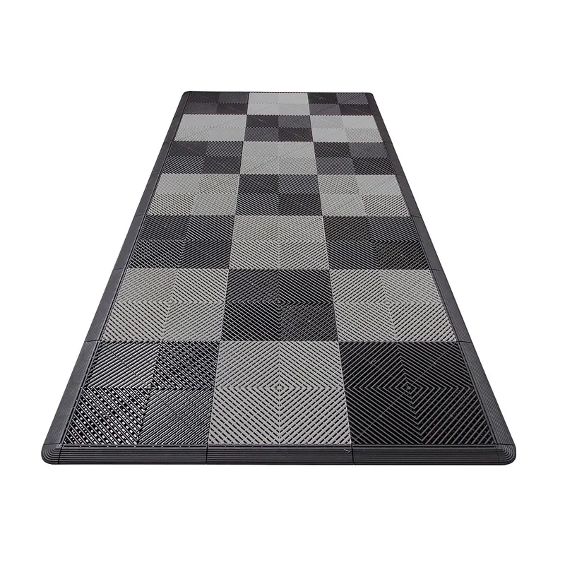 Ribtrax Pro Motorcycle Mat - Black and Grey Checkered