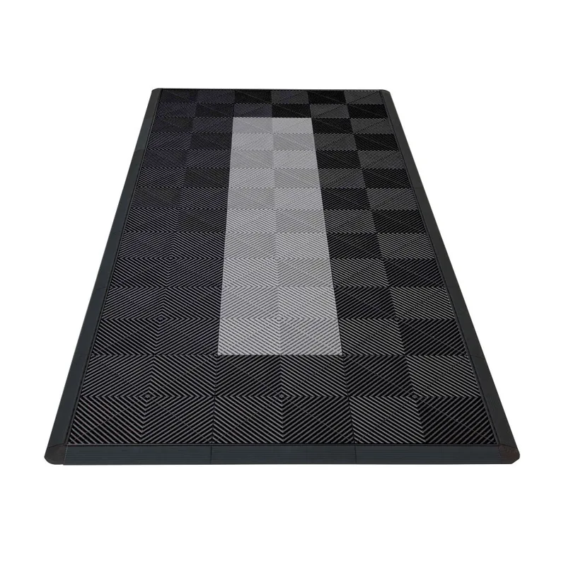 Ribtrax Pro Motorcycle Mat - Black with Grey Stripe
