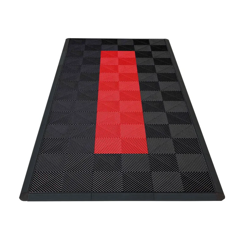 Ribtrax Pro Motorcycle Mat - Black with Red Stripe