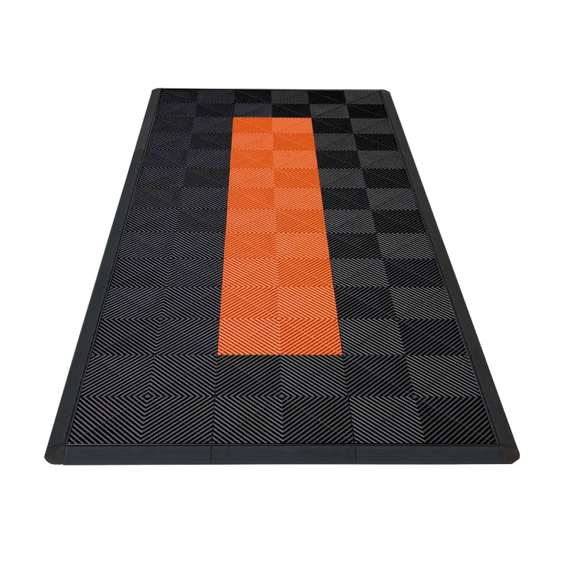 Ribtrax Pro Motorcycle Mat - Black with Orange Stripe