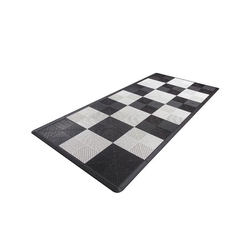 Ribtrax Pro Motorcycle Mat - Black and White Checkered 2