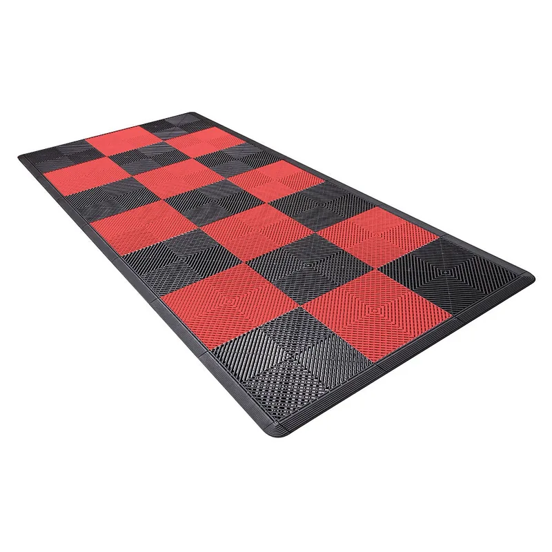 Ribtrax Pro Motorcycle Mat - Black and Red Checkered 2