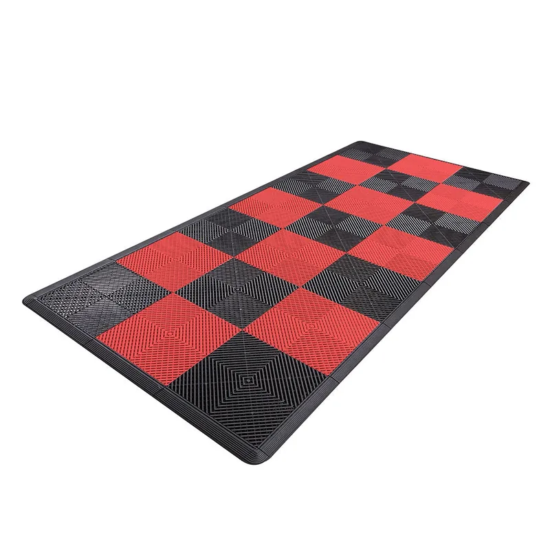 Ribtrax Pro Motorcycle Mat - Black and Red Checkered 3
