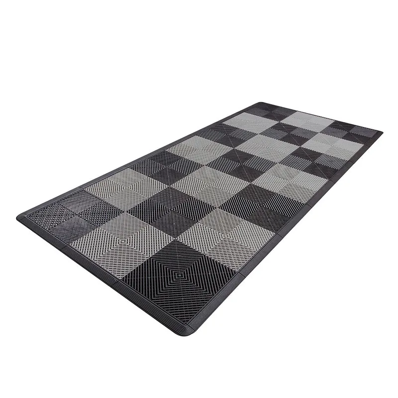 Ribtrax Pro Motorcycle Mat - Black and Grey Checkered 3