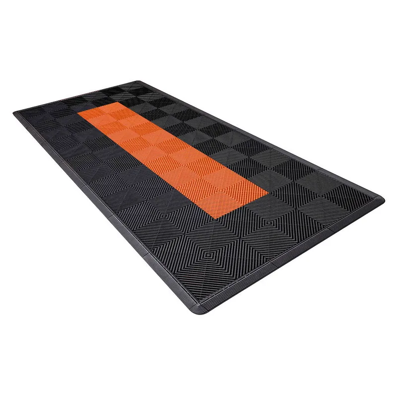 Ribtrax Pro Motorcycle Mat - Black with Orange Stripe 3