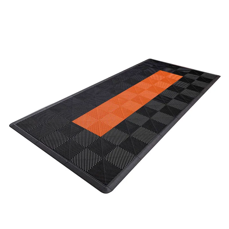 Ribtrax Pro Motorcycle Mat - Black with Orange Stripe 4