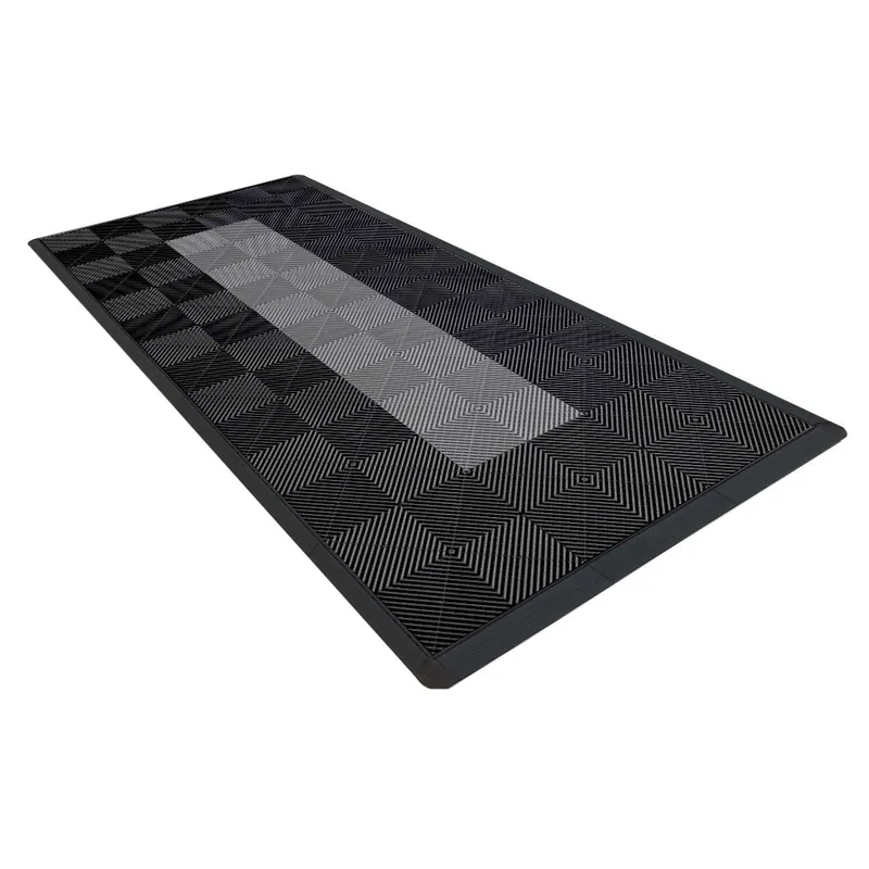 Ribtrax Pro Motorcycle Mat - Black with Grey Stripe 2