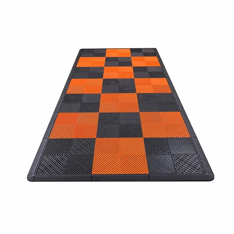Ribtrax Pro Motorcycle Mat - Black and Orange Checkered